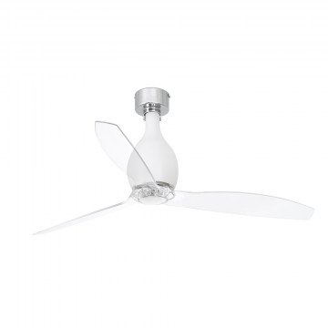 Ceiling Fan Mini Eterfan 32025 With Remote Control D128cm Matt White-Transparent Faro Barcelona