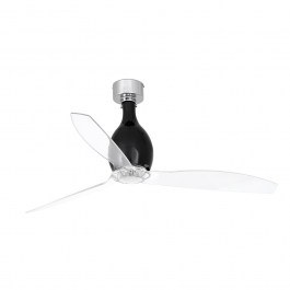 Ceiling Fan Mini Eterfan 32027 With Remote Control D128cm Matt Black-Transparent Faro Barcelona CLEAR-BLACK