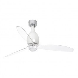 Ceiling Fan Mini Eterfan 32020-9 With Ligh Led 16W 3000K And Remote Control D128cm Shiny White-Transparent Faro Barcelona WHITE-CLEAR