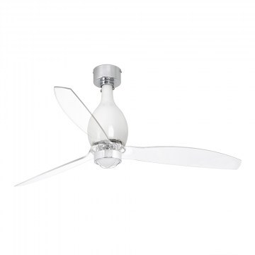 Ceiling Fan Mini Eterfan 32020-9 With Ligh Led 16W 3000K And Remote Control D128cm Shiny White-Transparent Faro Barcelona