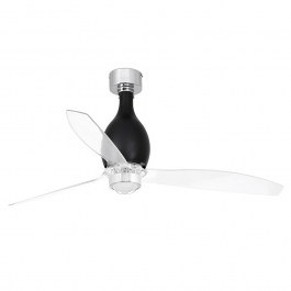 Ceiling Fan Mini Eterfan 32026-10 With Ligh Led 16W 3000K And Remote Control D128cm Shiny Black-Transparent Faro Barcelona CLEAR-BLACK