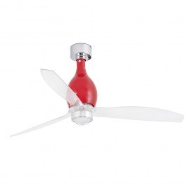 Ceiling Fan Mini Eterfan 32029-9 With Ligh Led 16W 3000K And Remote Control D128cm Shiny Red-Transparent Faro Barcelona RED