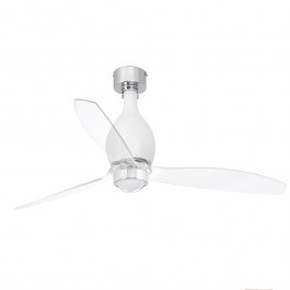 Ceiling Fan Mini Eterfan 32025-9 With Ligh Led 16W 3000K And Remote Control D128cm Matt White-Transparent Faro Barcelona WHITE-CLEAR