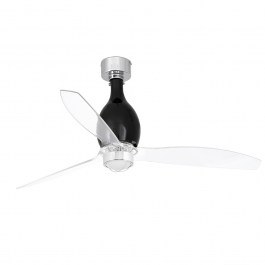 Ceiling Fan Mini Eterfan 32027-10 With Ligh Led 16W 3000K And Remote Control D128cm Matt Black-Transparent Faro Barcelona CLEAR-BLACK