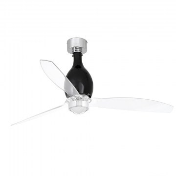 Ceiling Fan Mini Eterfan 32027-10 With Ligh Led 16W 3000K And Remote Control D128cm Matt Black-Transparent Faro Barcelona