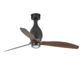 Ceiling Fan Mini Eterfan 32028-10 With Ligh Led 16W 3000K And Remote Control D128cm Matt Black-Walnut Faro Barcelona WALNUT-BLACK