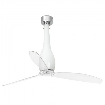 Ceiling Fan Eterfan 32000 With Remote Control D128cm Shiny White-Transparent Faro Barcelona