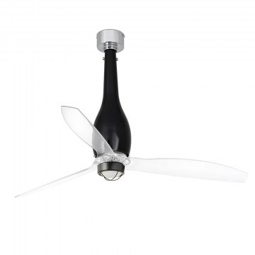 Ceiling Fan Eterfan 32002 With Ligh Led 16W 3000K With Remote Control D128cm Shiny Black-Transparent Faro Barcelona