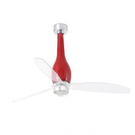 Ceiling Fan Eterfan 32005 With Ligh Led 16W 3000K With Remote Control D128cm Shiny Red-Transparent Faro Barcelona RED