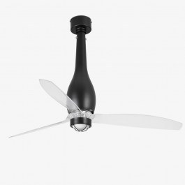 Ceiling Fan Eterfan 32003-10 With Ligh Led 16W 3000K And Remote Control D128cm Matt Black-Transparent Faro Barcelona CLEAR-BLACK