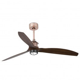 Ceiling Fan Justfan 33399-10 With Ligh Led 16W 3000K And Remote Control D128cm Copper-Walnut Faro Barcelona COPPER