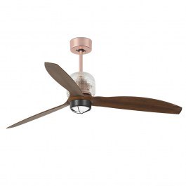 Ceiling Fan Decofan 33399D-10 With Ligh Led 16W 3000K And Remote Control D128cm Old Copper - Walnut Faro Barcelona COPPER