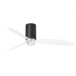 Ceiling Fan Mini Tube 32041-10 With Ligh Led 16W 3000K And Remote Control D128cm Matt Black - Clear Faro Barcelona BLACK-CLEAR