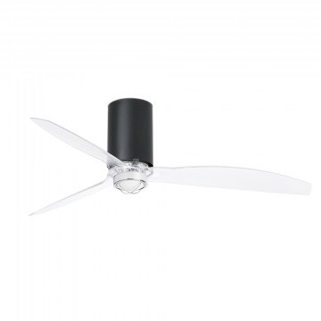 Ceiling Fan Mini Tube 32041-10 With Ligh Led 16W 3000K And Remote Control D128cm Matt Black - Clear Faro Barcelona