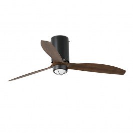 Ceiling Fan Mini Tube 32042-10 With Ligh Led 16W 3000K And Remote Control D128cm Matt Black - Walnut Faro Barcelona WALNUT-BLACK