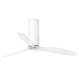 Ceiling Fan Tube 32033 With Remote Control D128cm Shiny White-Transparent Faro Barcelona WHITE