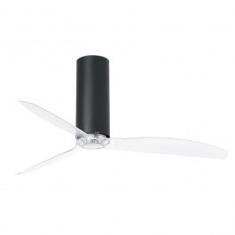 Ceiling Fan Tube 32036 With Remote Control D128cm Matt Black-Transparent Faro Barcelona BLACK-CLEAR