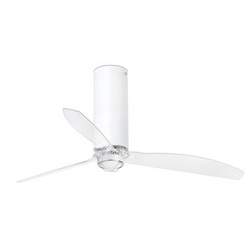 Ανεμιστήρας Οροφής Tube 32033-9 Με Φως Led 16W 3000K Και Τηλεχειριστήριο D128cm Shiny White-Transparent Faro Barcelona