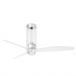 Ανεμιστήρας Οροφής Tube 33374-9 Με Φως Led 16W 3000K Και Τηλεχειριστήριο D128cm Shiny Chrome-Transparent Faro Barcelona CHROME