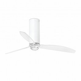 Ceiling Fan Tube 32034-9 With Ligh Led 16W 3000K And Remote Control D128cm Matt White-Transparent Faro Barcelona WHITE-CLEAR