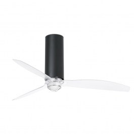 Ceiling Fan Tube 32036-10 With Ligh Led 16W 3000K And Remote Control D128cm Matt Black-Transparent Faro Barcelona BLACK-CLEAR