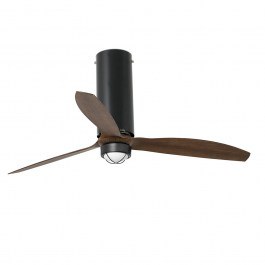 Ceiling Fan Tube 32037-10 With Ligh Led 16W 3000K And Remote Control D128cm Matt Black-Walnut Faro Barcelona WALNUT-BLACK