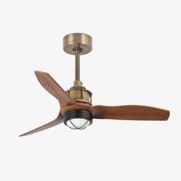 Ανεμιστήρας Οροφής Justfan XS 33428-10 Με Φως Led 16W 3000K Και Τηλεχειριστήριο D81cm Old Gold - Dark Walnut Faro Barcelona