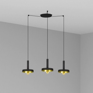 Ceiling Lamp Whizz 20160-3L E27 60W Black-Satin Gold Faro Barcelona