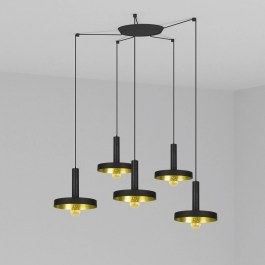Ceiling Lamp Whizz 20160-5L E27 60W Black-Satin Gold Faro Barcelona BLACK