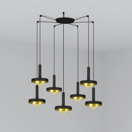 Ceiling Lamp Whizz 20160-7L E27 60W 7L Black-Satin Gold Faro Barcelona BLACK