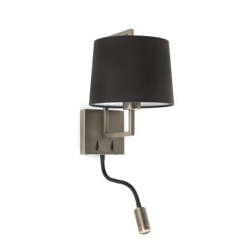 Wall Lamp Frame 20173-03 E27 max 15W Με Reader Led 3000K, 100Lm Old Gold-Black Faro Barcelona
