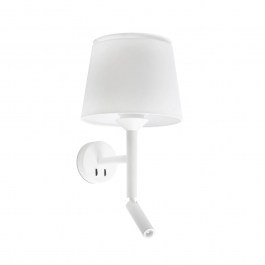 Φωτιστικό Τοίχου - Απλίκα Savoy E27 max 15W Με Reader Led 3000K, 160Lm White Faro Barcelona WHITE