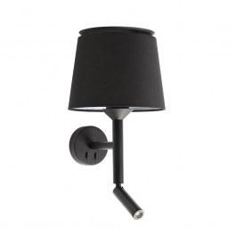 Φωτιστικό Τοίχου - Απλίκα Savoy E27 max 15W Με Reader Led 3000K, 160Lm Black Faro Barcelona BLACK