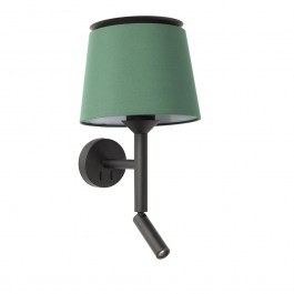 Φωτιστικό Τοίχου - Απλίκα Savoy E27 max 15W Με Reader Led 3000K, 160Lm Black - Green Faro Barcelona BLACK-GREEN