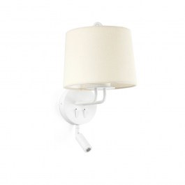 Φωτιστικό Τοίχου - Απλίκα Montreal 24032-02 E27 15W Με Reader 2700K, 150Lm White -Beige Faro Barcelona WHITE-BEIGE