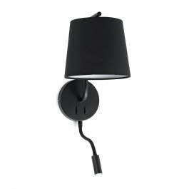 Wall Lamp Berni 29330 E27 15W Με Reader Led 3000K 200Lm Black Faro Barcelona BLACK