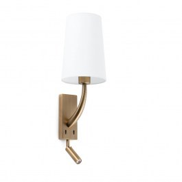 Wall Lamp Rem 29683-19 E27 max 15W Mε Reader 3000K, 120Lm Old Gold-White Faro Barcelona WHITE-BEIGE