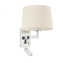 Φωτιστικό Τοίχου - Απλίκα Artis 68493-02 E27 max 15W Με Reader 1W 3000K 140Lm Chrome-Beige Faro Barcelona BEIGE