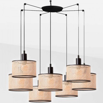 Ceiling Lamp Mambo 64314-47-7L D21x20cm 7xE27 15W Black-Natural Faro Barcelona