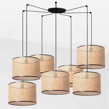 Ceiling Lamp Mambo 64314-49-7L D45x31,3cm 7xE27 15W Black-Natural Faro Barcelona
