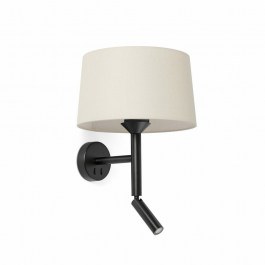 Φωτιστικό Τοίχου Windsor 20223-150 Με Reader 1xE2 29x26,5x39,2cm Black-Linen Faro Barcelona BLACK-LINEN