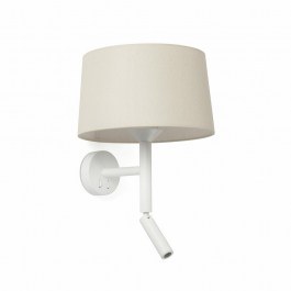 Φωτιστικό Τοίχου Windsor 20224-150 Με Reader 1xE2 29x26,5x39,2cm White-Linen Faro Barcelona WHITE-LINEN
