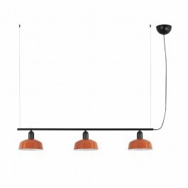 Pendant Lamp Tatawin Metal S 20338-142 3xE27 210x100cm Black-Reddish Orange Faro Barcelona BLACK-ORANGE
