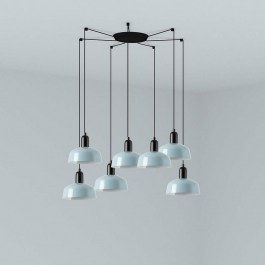 Φωτιστικό Οροφής Κρεμαστό Tatawin Metal S 20340-142-7L 7xE27 Black-Greyish Blue Faro Barcelona BLACK-BLUE