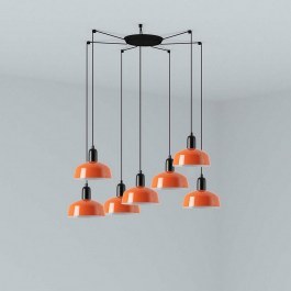 Φωτιστικό Οροφής Κρεμαστό Tatawin Metal S 20340-143-7L 7xE27 Black-Reddish Orange Faro Barcelona BLACK-ORANGE
