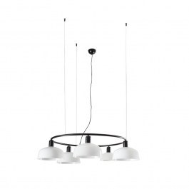 Φωτιστικό Οροφής Κρεμαστό Tatawin Circular M 20343-119-5L 5xE27 Black-Opal Faro Barcelona OPAL-BLACK