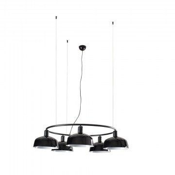Φωτιστικό Οροφής Κρεμαστό Tatawin Circular M 20343-120-5L 5xE27 Black Faro Barcelona