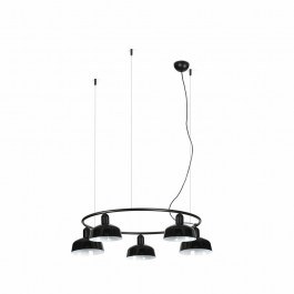 Φωτιστικό Οροφής Κρεμαστό Tatawin Circular Metal S 5xE27 Black Faro Barcelona BLACK