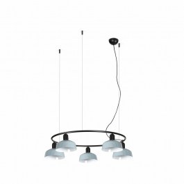 Φωτιστικό Οροφής Κρεμαστό Tatawin Circular Metal S 5xE27 Black-Greyish Blue Faro Barcelona BLACK-BLUE