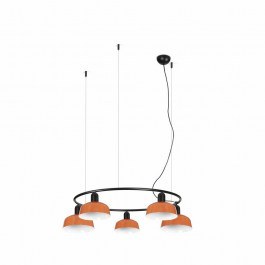 Φωτιστικό Οροφής Κρεμαστό Tatawin Circular Metal S 5xE27 Black-Reddish Orange Faro Barcelona BLACK-ORANGE